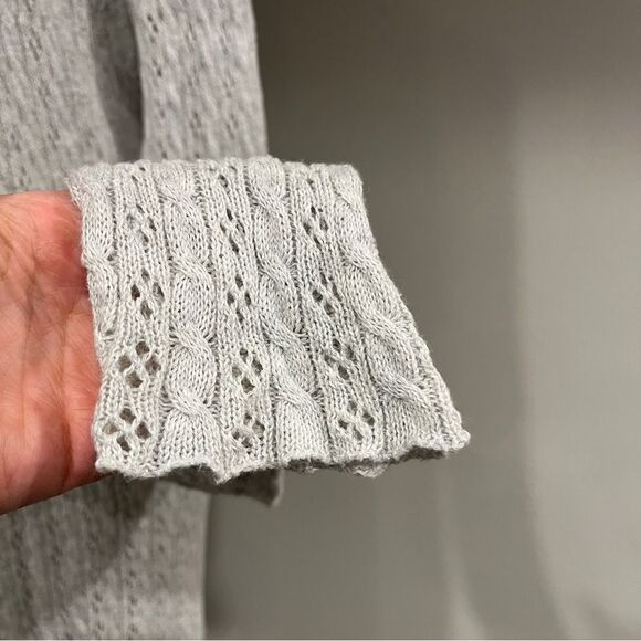 100% cotton Elegant Women's Open-Front Light Gray cardigan sweater size medium - Picture 5 of 13